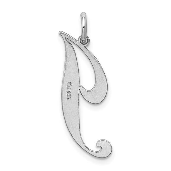 Sterling Silver, Ella Collection, LG Fancy Script Initial J Pendant - Picture 3 of 5